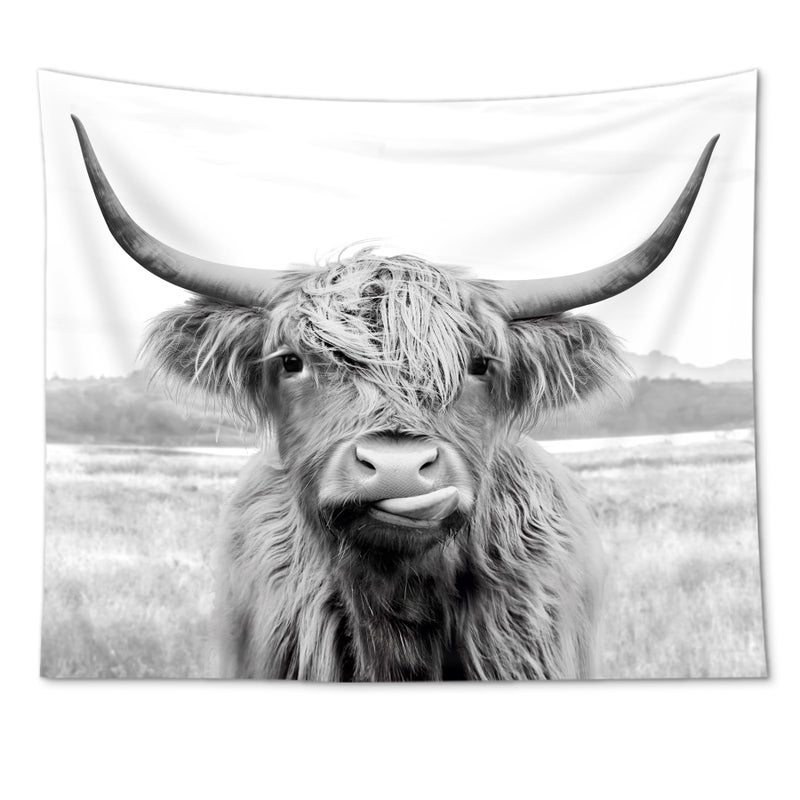 AMBZEK Highland Cow Tapestry, 51Hx59W Inch, Funny Western Decor, Wall Art for Bedroom, Dorm, Living Room - Image 5
